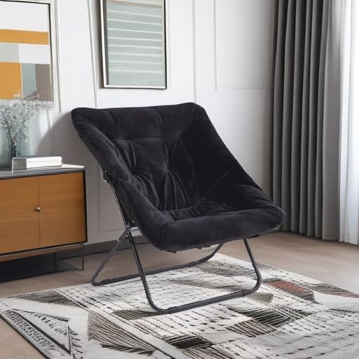 Tiita Comfy Folded Chair, Soft Faux Fur Oversized Folding Accent Chair