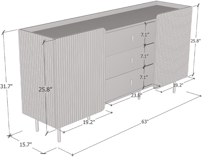 Meble Furniture Dalia 160cm x 45cm x 75cm Engineered Wood Sideboard — Cashmere