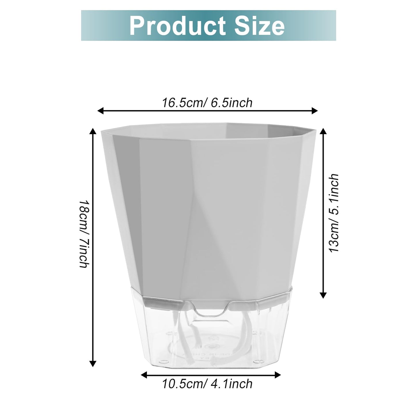 Samhe 3 Pack Self Watering Flower Pots 6.5 Inch, Plant Pots for Indoor Outdoor, Self Watering Planters with Wick Rope and Clear Reservoir
