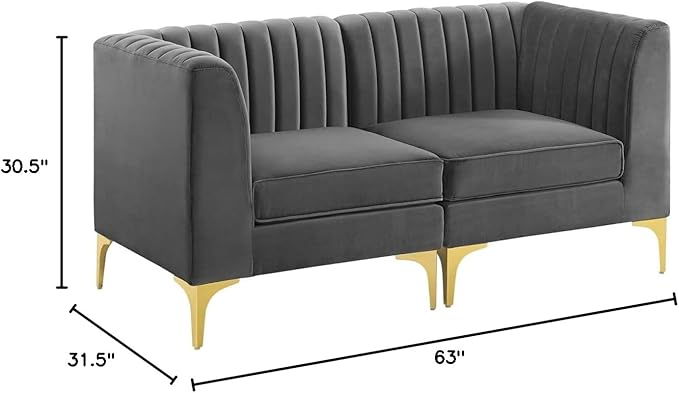 Modway EEI-4346-GRY Triumph Channel Tufted Performance Velvet Loveseat