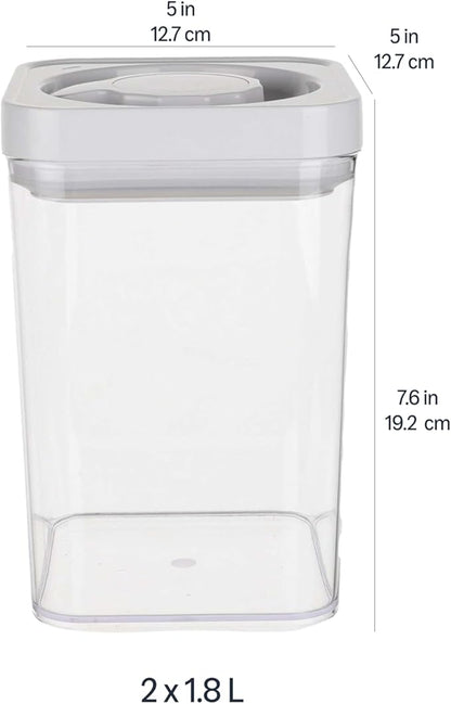 Amazon Basics Airtight Food Storage Containers, BPA Free, Dishwasher Safe, with Twist/Turn Lids, for Kitchen Pantry Organization, 10-Piece Square Set, Clear Plastic