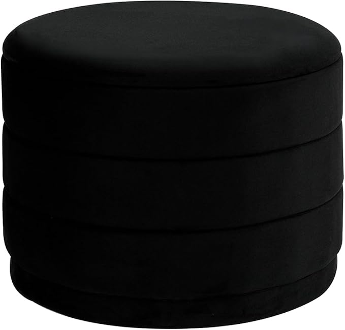 23" Upholstered Round Velvet Ottoman