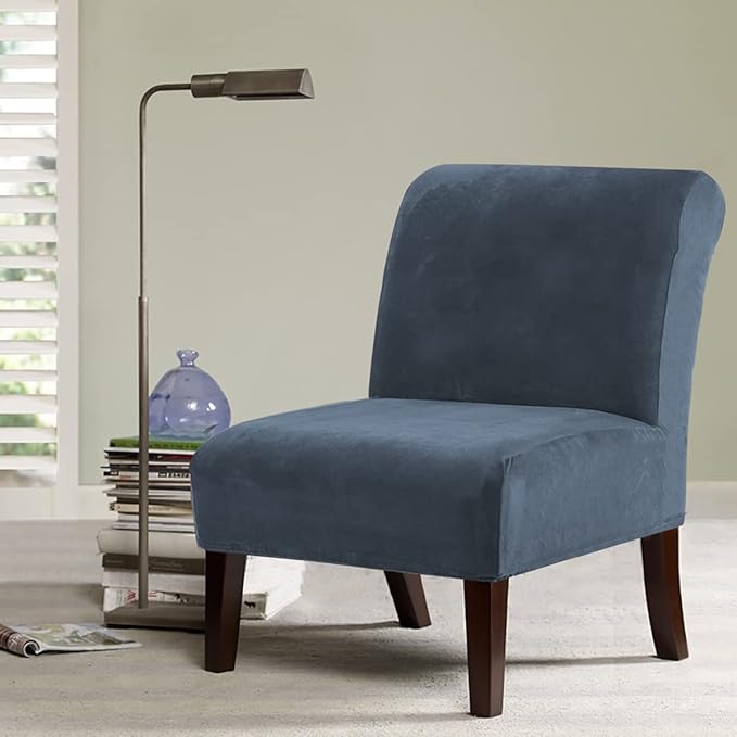 H.VERSAILTEX Armless Accent Chair Covers Thick Velvet Armless Chair Slipcovers