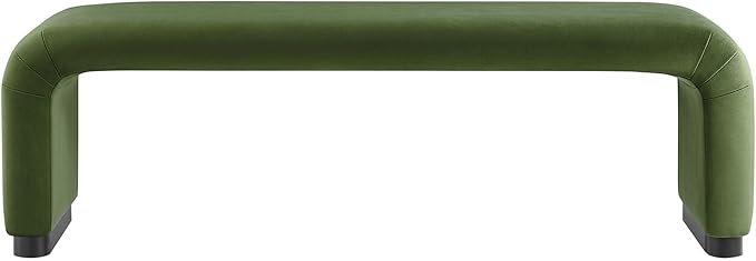 Modway EEI-6734-BLK-MOS Koda Performance Velvet Waterfall Long Bench