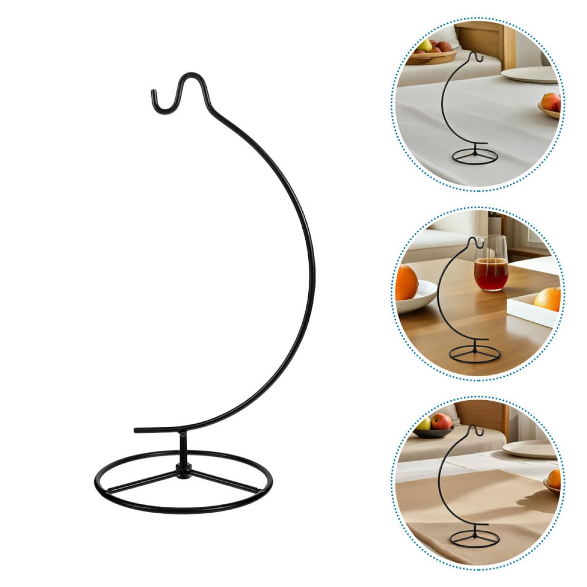 GETAJGHSD 2pcs Iron Hanging Rack for Moon-shaped Micro Landscape Bottle Hanger with Wire Hook, Black Ornament Display Stand for Air Plant Terrarium and Glass Globe Home Décor