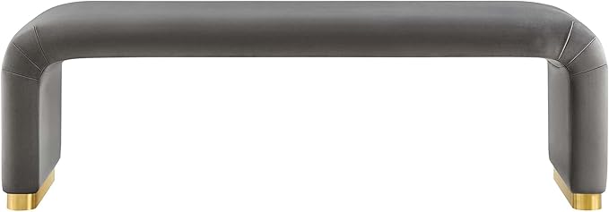 Modway EEI-6734-BRA-STG Koda Performance Velvet Waterfall Long Bench, Brass
