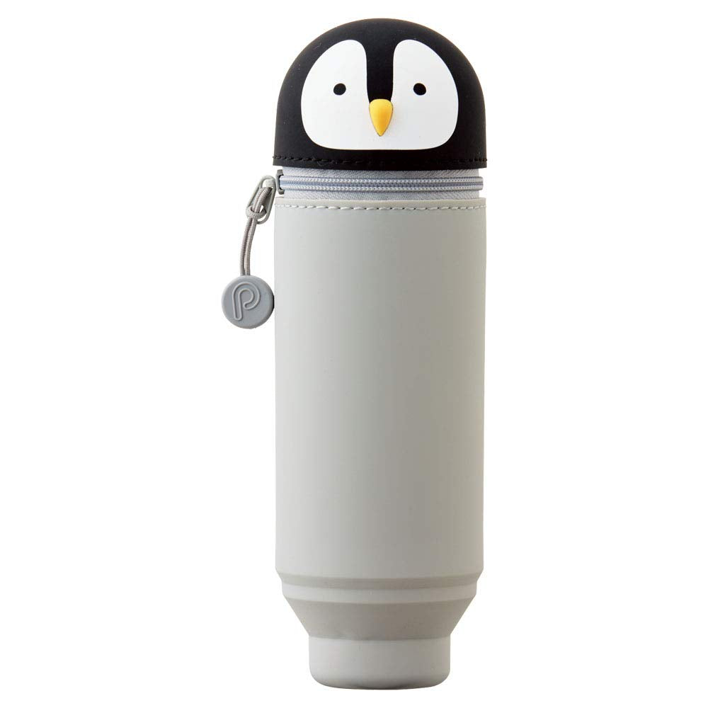 LIHIT LAB Kawaii Japanese Penguin Stand Up Pencil Case For School Office College, Cute School Supplies, Animal Pen Holder Pencil Pouch Holder Girls, Artist Pencil Case, Penguin (A7712-10)