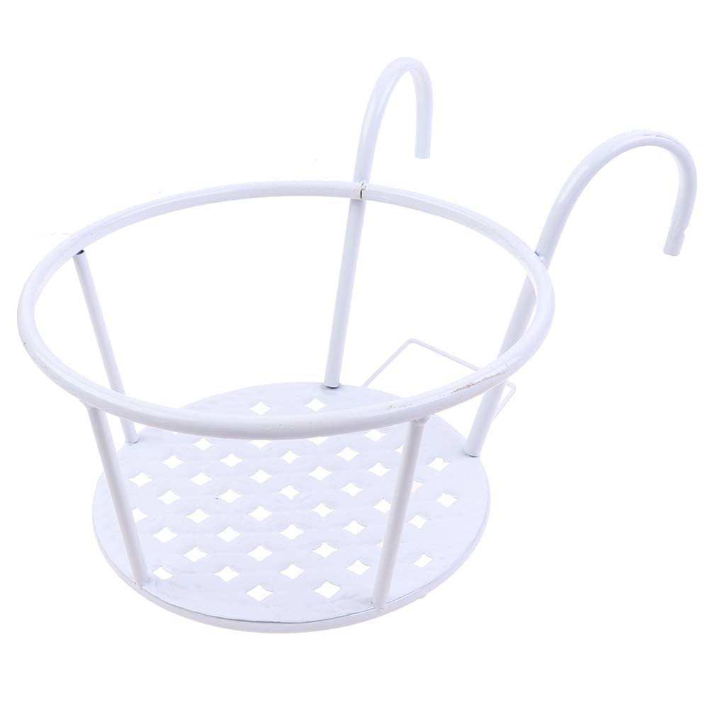 Hanging Railing Planters Baskets Art Hanging Flower Stands Balcony Flower Pot Holders Plant Iron Racks Fence Metal Potted Stand Mounted Balcony Round Plant Basket Shelf Container Box,Garden Steel Pots
