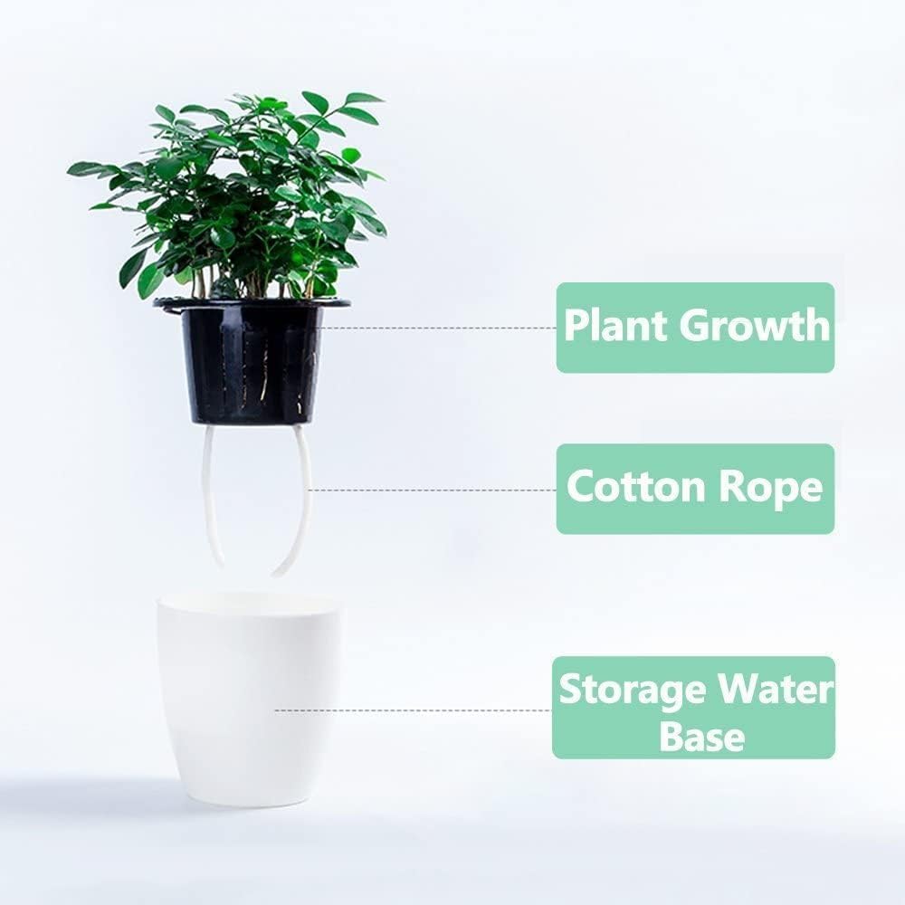 6 Pcs 3.5“ Self Watering Planter White Flower Pot, Flowers Plants, Small Mini Planter Pot, for All Plants, Herbs, African Violets, Succulents
