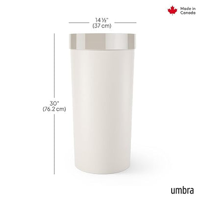 Umbra Vento Kitchen Trash Can – Large 16 Gal (62 L) Open Top Garbage Can for Home & Office – Modern Clean Design, Sand