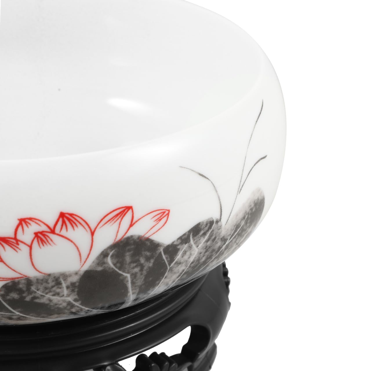 HANABASS Ceramic Lotus Bowl, Water Lily Bowl, Hydroponic Flower Planter Pot Round Ceramic Indoor Pot with Plastic Holder for Plants Modern Decorative Container for Home Office and Garden