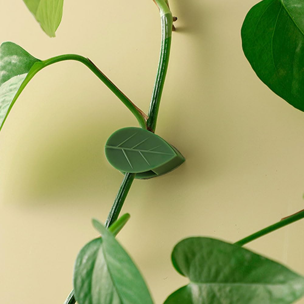 100 PCS Plant Climbing Wall Fixture Clips, Plastic Plant Clips Climbing Plant Wall Clips for Vines, Plant Support Clips Plant Vine Wall Clips Plant Fixture Clips Vine Holder for Indoor Plants (Green)