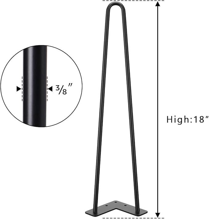 SMARTSTANDARD 18 Inch Heavy Duty Hairpin Furniture Legs, Metal Home DIY Projects