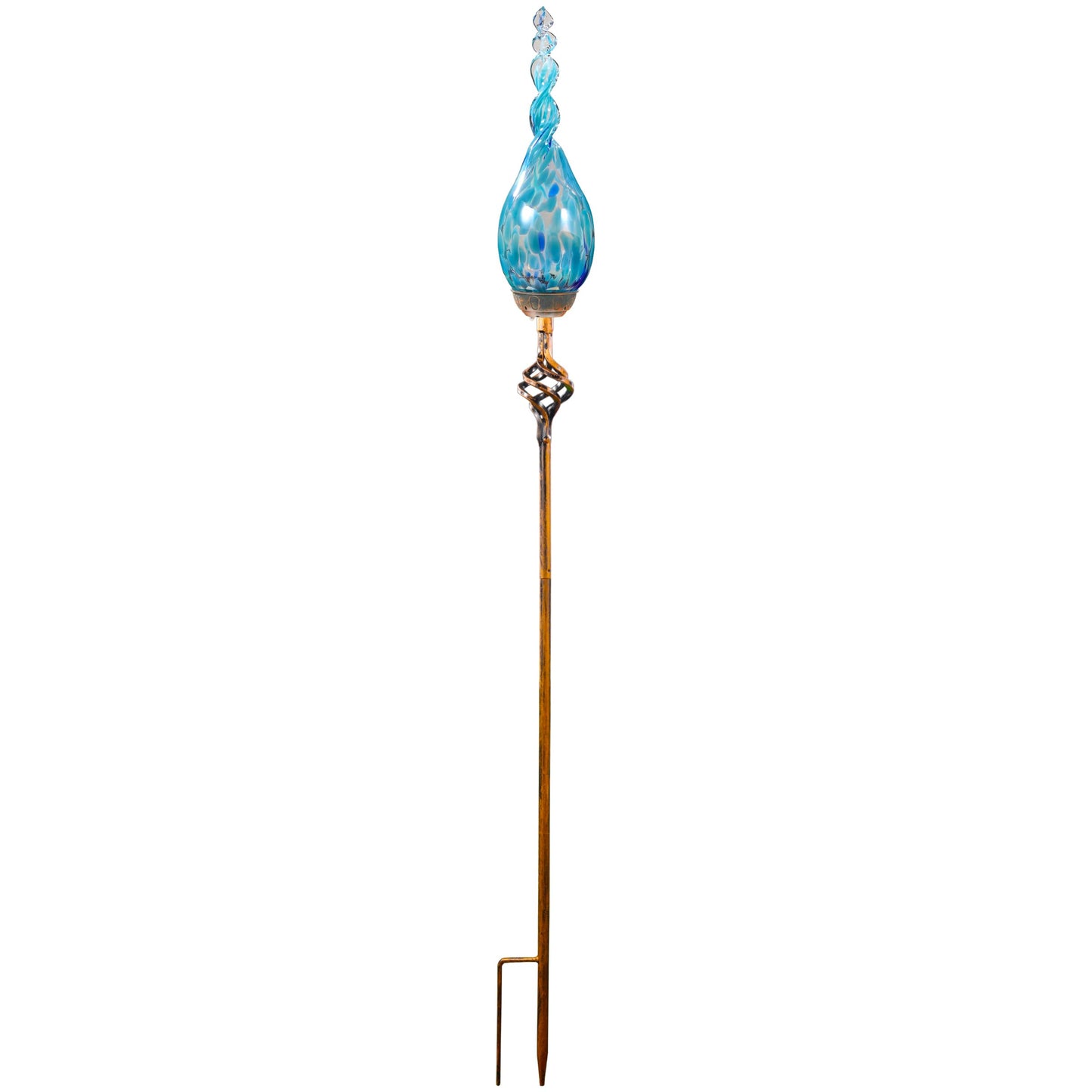 Naboher Solar Garden Lights Outdoor, Decorative LED Flame Garden Stakes, Hand Blown Glass and Outdoor Waterproof Glass Stakes (Light Blue)