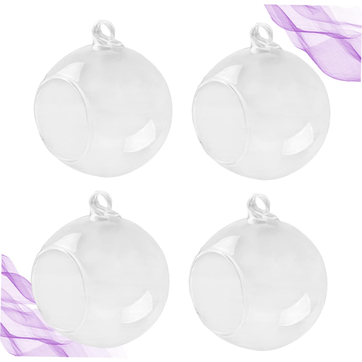 Cabilock 4pcs Hanging Glass Terrarium Shape Container for Plants Home Decor Wedding Decoration Flat Base Design