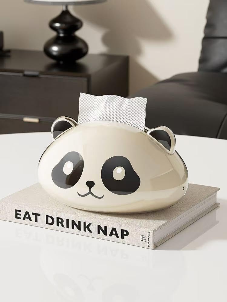 Desktop Tissue Holder,Cute Tissue Box Cover,Black-and-White Animal Pattern Design,Ideal for Office Or Living Room Napkin Storage
