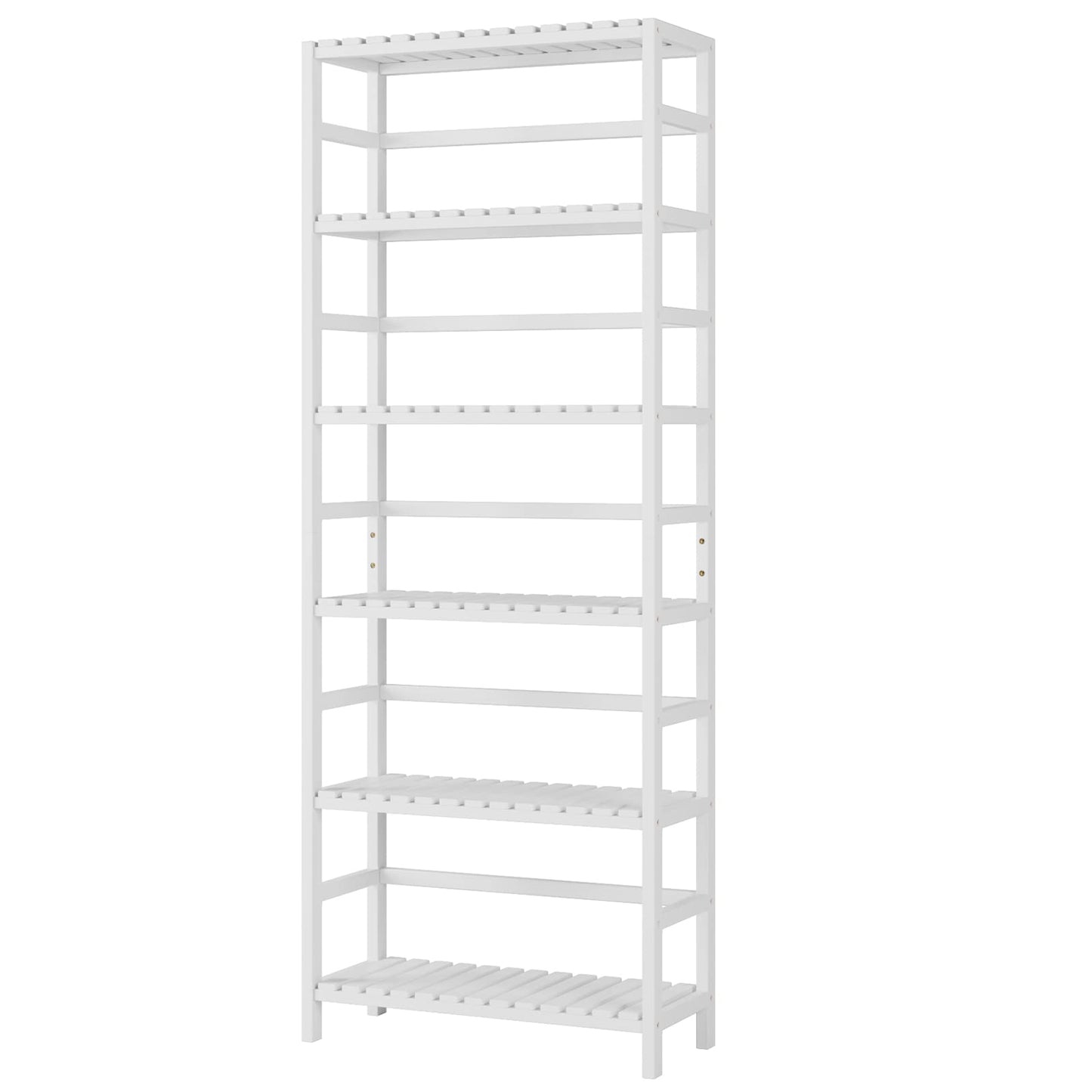 Bamjoy Bamboo Shelf, 6 Tier Bookcase Storage Shelves, Tall Book Rack Shelving Unit, Multipurpose Storage Display Shelf Adjustable Storage Rack for Bathroom Home Office Living Room Kitchen, White