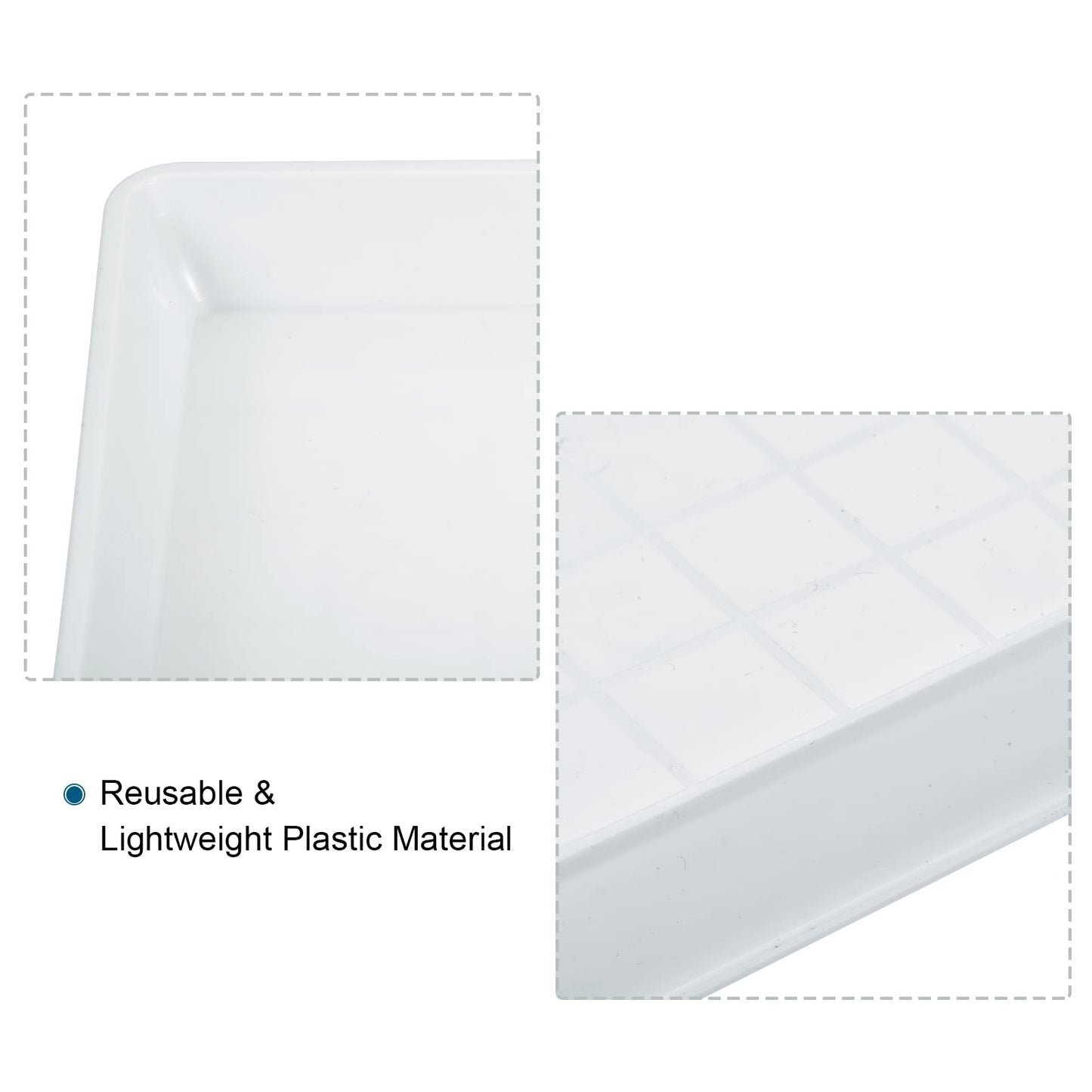 MECCANIXITY Plant Pot Saucer 6 Inch Plastic Square Flower Drip Tray for Indoor Outdoor, White Pack of 4