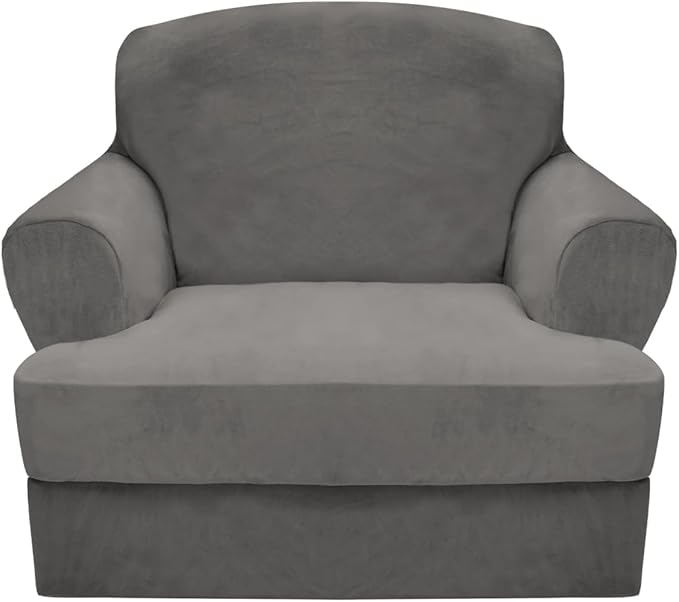 CUCRAF T Cushion Sofa Cover 2 Piece Armchair Slipcovers, Soft Thick Velvet