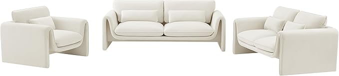 Meridian Furniture 199Cream-C Sloan Collection Modern | Contemporary Velvet
