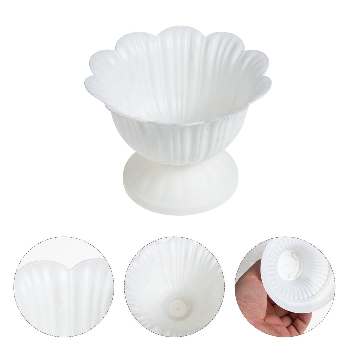 Yardwe European Style Planter White Plastic Flower Pot 7.08X5.31X4.72 Inch Waterproof Home Decor Wedding Party Tabletop Vase