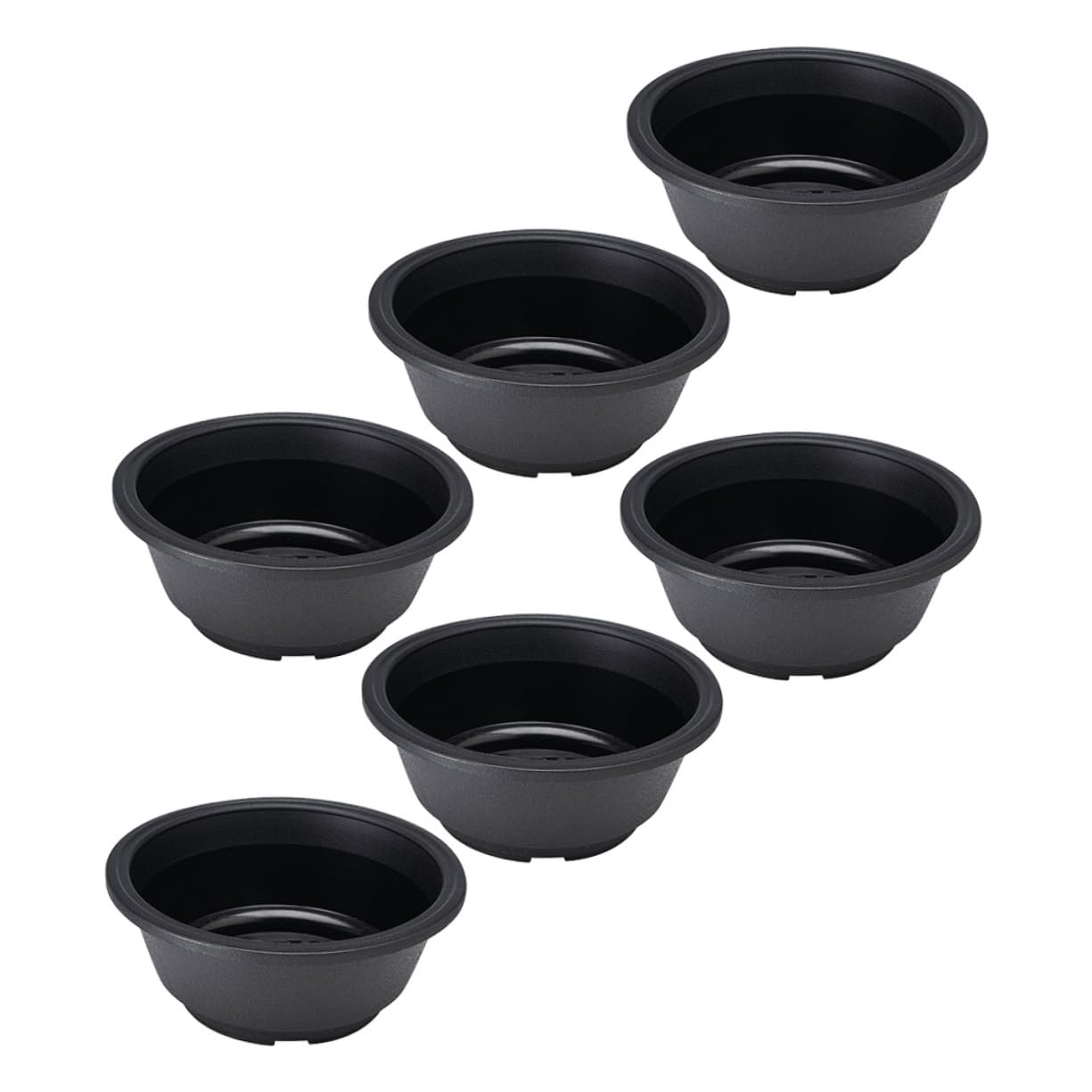 KONTONTY 6.10 Inch Shallow Plastic Succulent Planter Set of 6 Hollow Bottom Lightweight Flower Pots for Indoor Outdoor Gardening and Plant Containers
