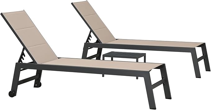 PURPLE LEAF Outdoor Chaise Lounge Set of 2 Aluminum Patio Lounge Chair