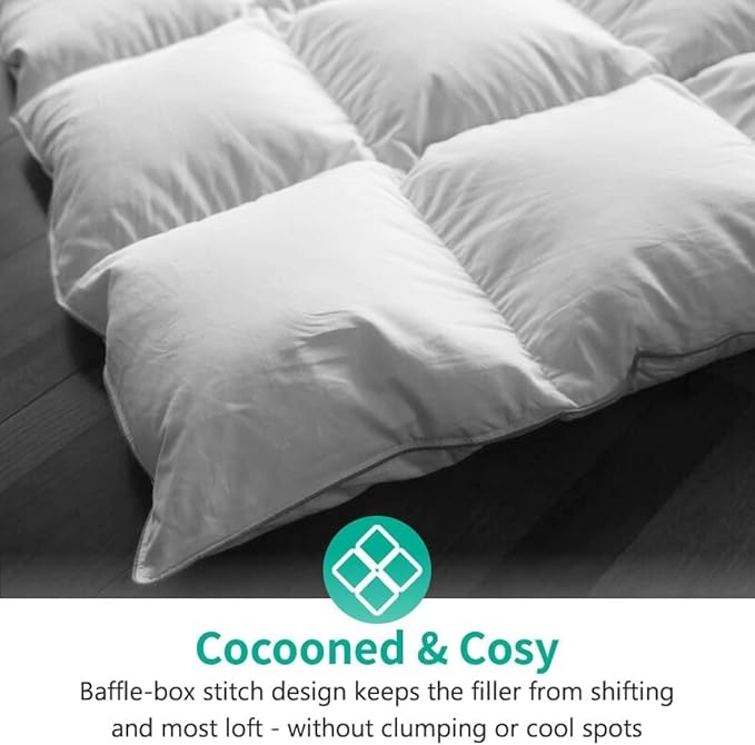 APSMILE King Size Heavyweight Down Feather Fibers Comforter for Winter Weather/Sleeper - Ultra-Soft High Fill Power Hotel Collection Comforter, 65 Oz Fluffy Thicker Duvet Insert(Solid White, 106"x90")