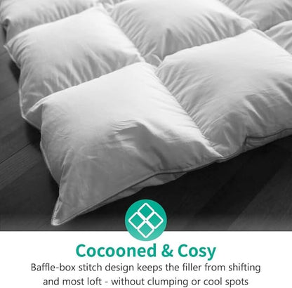 APSMILE Lightweight All-Season Down Feather Fibers Comforter Queen/Full Duvet Insert for Hot Sleepers/Warm Weather- Ultra-Soft High Fill-Power Hotel Collection Comforter, Thin Light Warmth(90"x90")