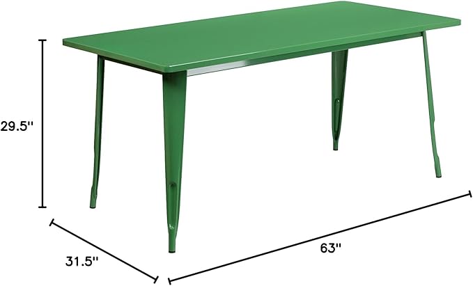 Flash Furniture Charis Commercial Grade 31.5" x 63" Rectangular Green Metal