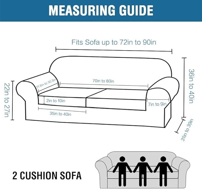 H.VERSAILTEX Real Velvet Plush 3 Piece Stretch Sofa Covers Couch Covers