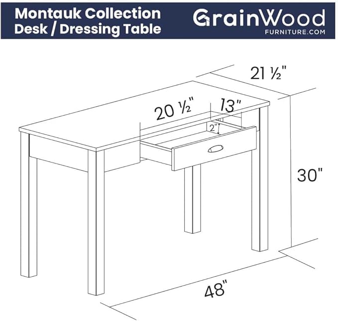 Grain Wood Furniture Montauk Desk/Dressing Table, Rustic Off-White