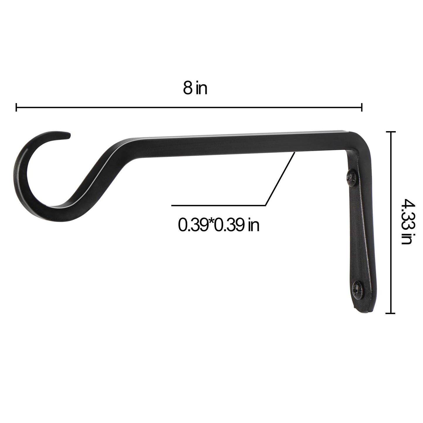 8 inch Plant Hanger, Sturdy Hanging Plant Bracket Outdoor, Hanging Plant Wall Hook Heavy Duty, for Hanging Bird Feeders, Planters, Lanterns, Wind Chimes, Indoor/Outdoor Use, Black, Set of 2