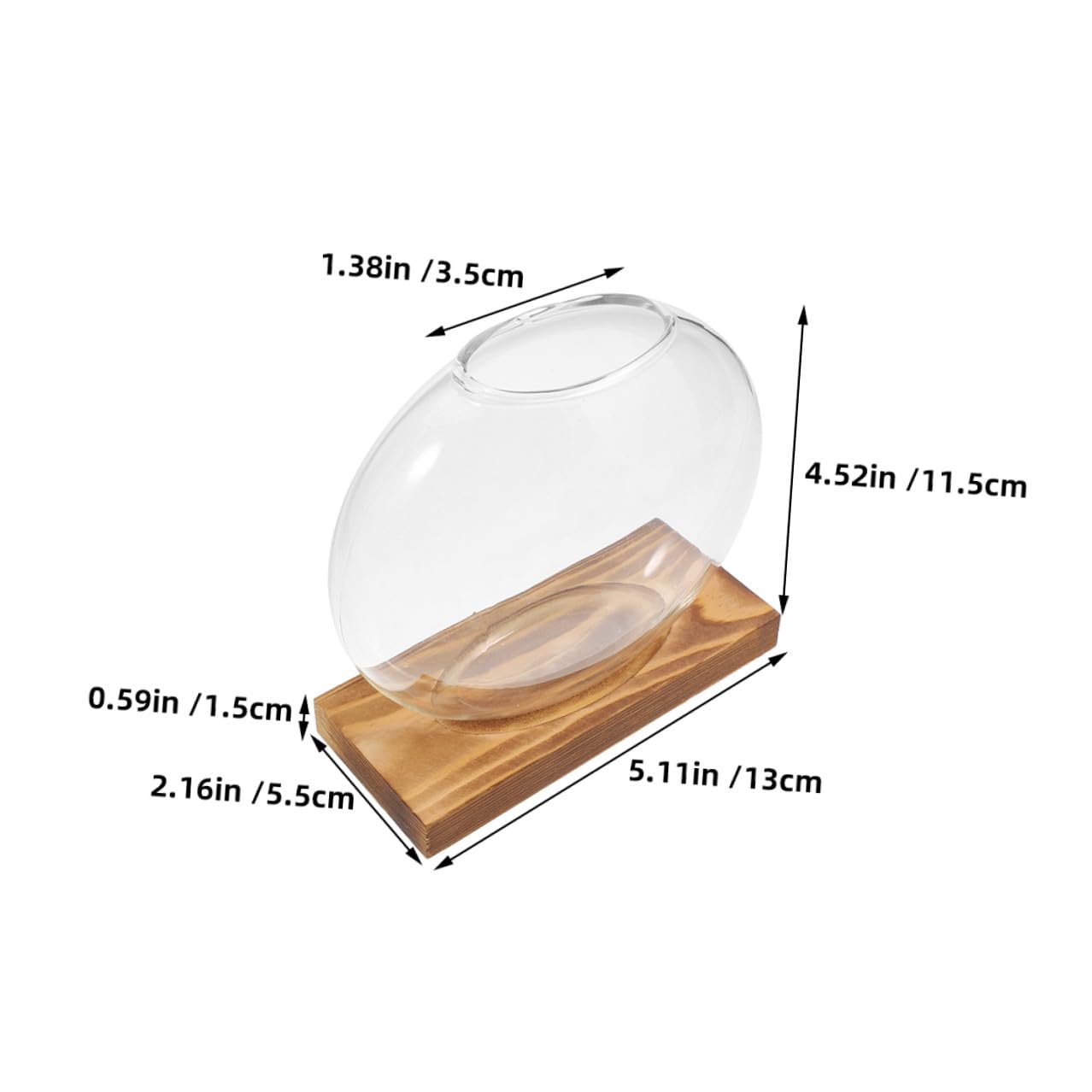 BESPORTBLE 2pcs Glass Vases with Wooden Stand, Hydroponic Propagation Station for Indoor Plants, Decorative Terrarium Pot for Home and Office Gardening