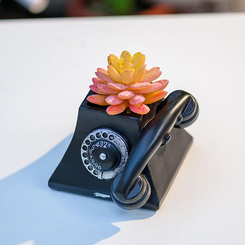 Yardwe 1pc Plant Pot Animal Succulent Planter Pots Telephone Shaper Flowerpot Retro Pot Modern Cute Pots Vintage Pot Garden Flowerpot Outdoor Office Juicy Resin Desk