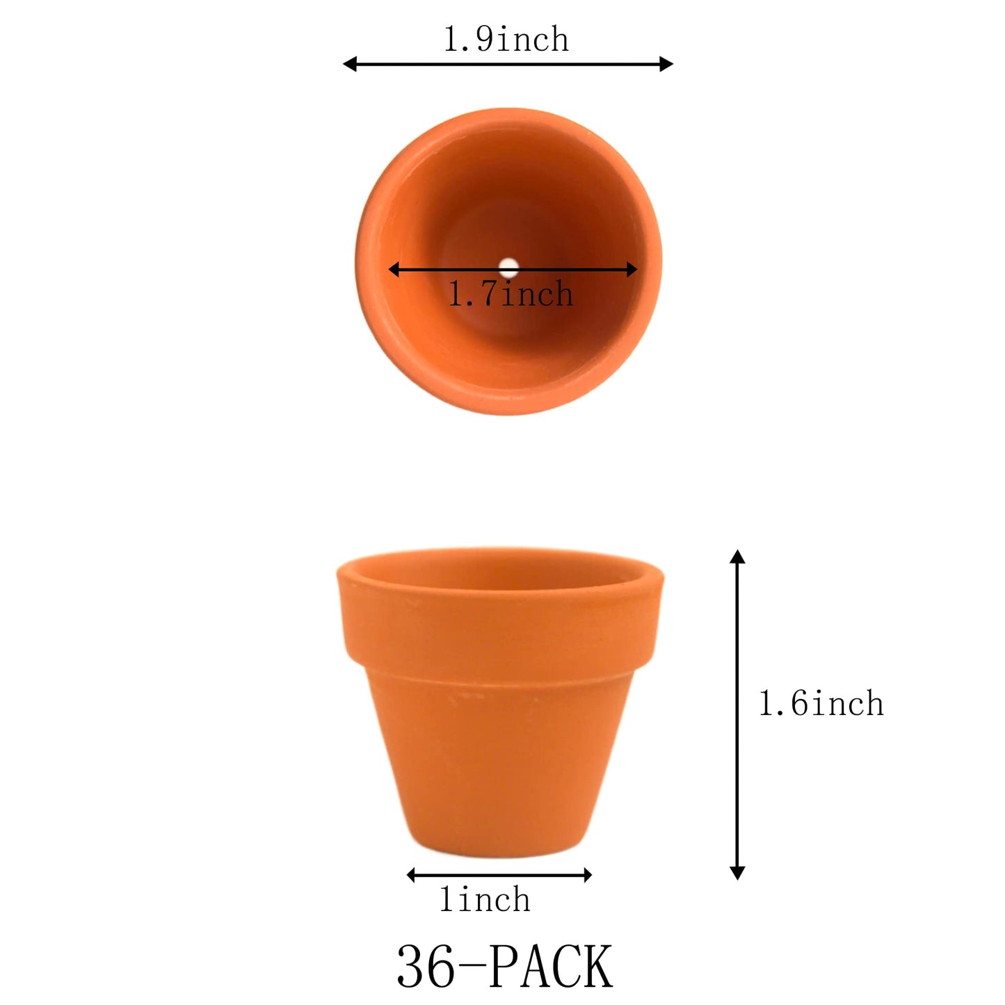 36 Pieces of Small Mini 2 inch Clay Flower pots, Cactus Succulent Nursery pots with Drainage Holes, Suitable for Indoor/Outdoor Succulent Plants, Crafts, Wedding Favor