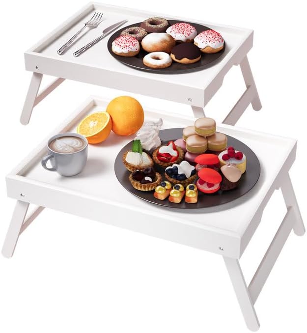 Fibogollo 2 Pack Bamboo Bed Tray Table