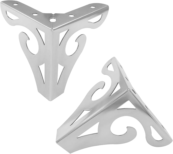 Piutouyar 4 Inch/10cm Hollow Out Furniture Legs Set of 4, Chrome Artistic Metal