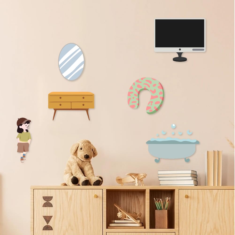 BEUNITONE Home Life Felt Board Pieces 50 Pcs Preschool Classroom Must Haves Felt Story Board for Early Learning Activities Home Theme Wall Felt Story Board Pieces Birthday Gifts