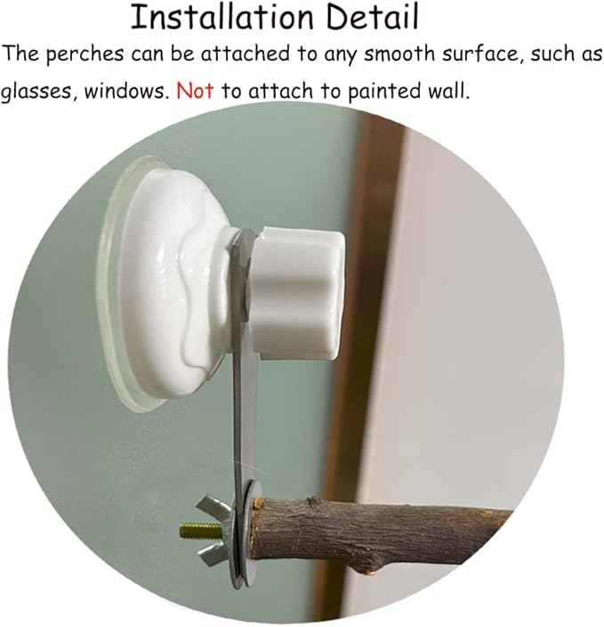 Natural Bird Perch Stand with Suction Cup for Window Mirror Car Shower Travel Bath for Small Medium Large Parrot Parakeet Cockatiel Concure Budgie Macaw Finch Y Shap Indoor Outdoor Outside Wild Birds