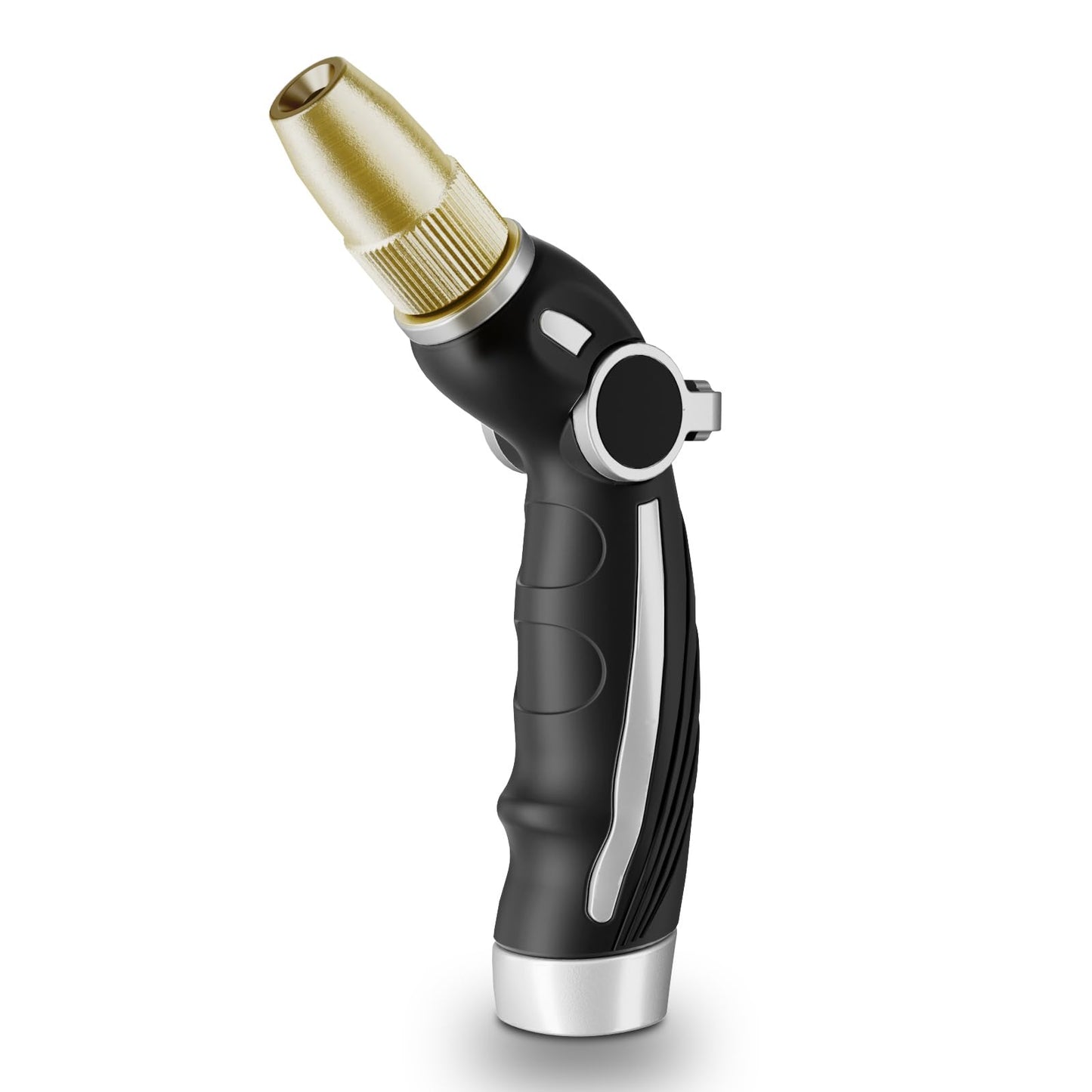 RESTMO High Pressure Hose Nozzle Sprayer, Heavy Duty Brass Head, Metal Water Hose Nozzle for Car Washing, Garden Cleaning, Lawn and Plant Watering, 4 Spray Patterns, Silver