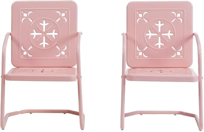 Crosley Furniture Azalea 2-Piece Outdoor Chair Set, Vintage Retro Metal Patio