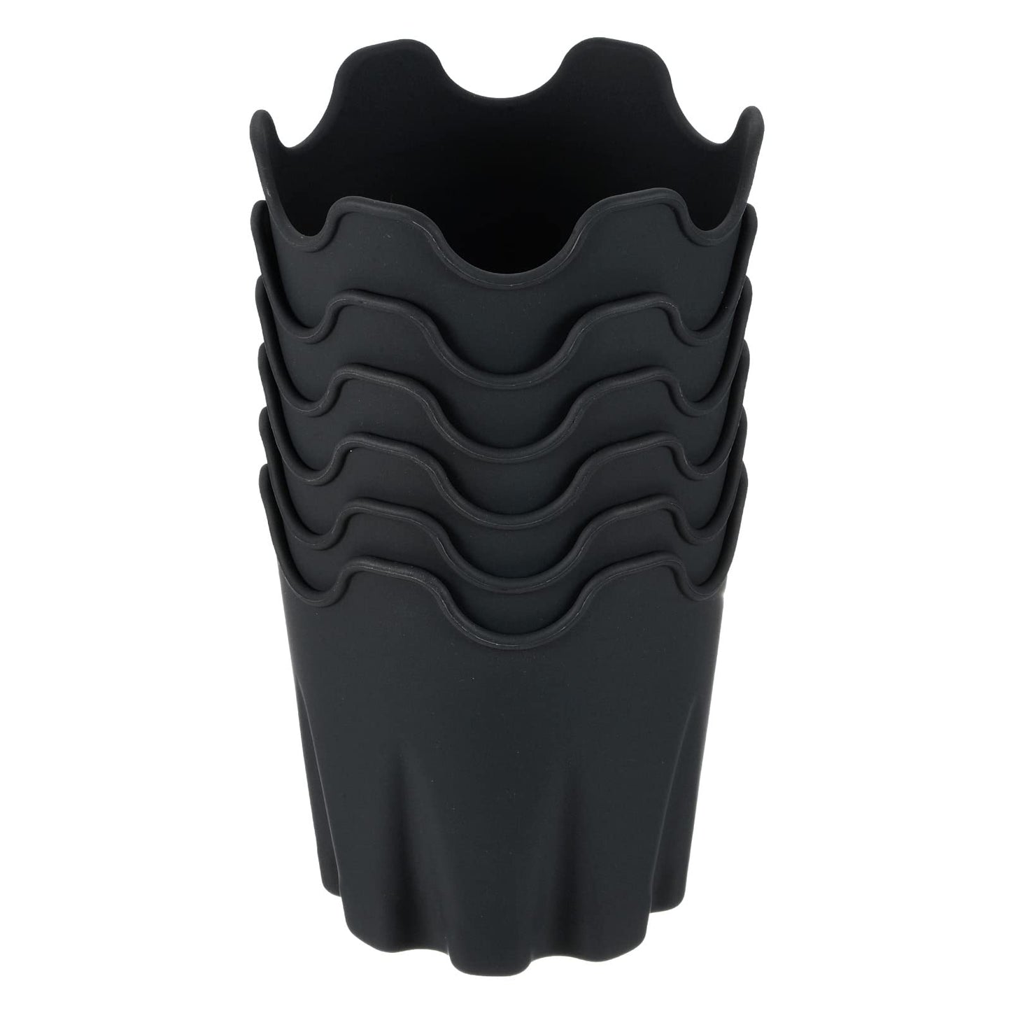 PATIKIL Silicone Plant Pot 4", 6 Pack Round Flower Planter Decorative Container for Indoor Outdoor Gardening, Black