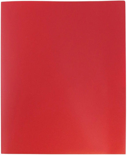 JAM PAPER Plastic 2 Pocket POP Folders - Durable School Folders - Red - Bulk 48/Pack
