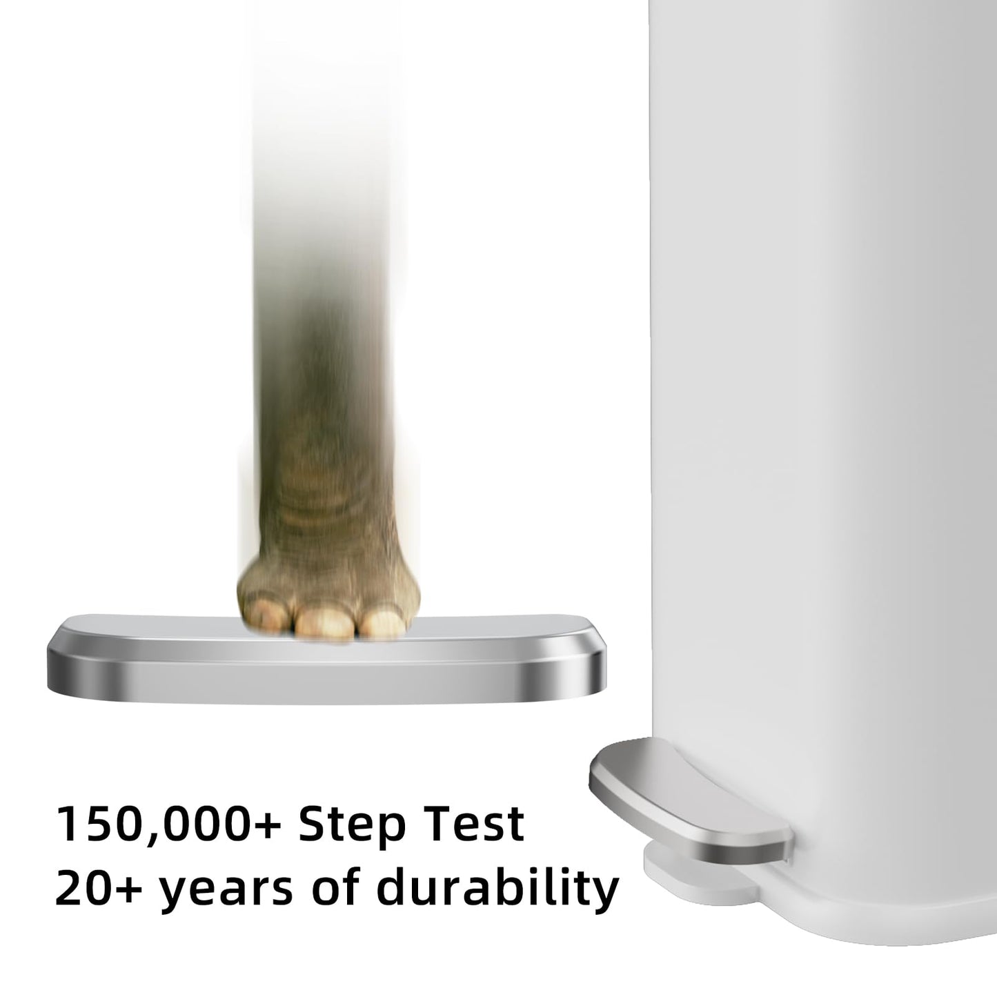 KdbK Stainless Steel Bathroom Trash Can with Lid Soft Close,1.6 Gallon Slim Garbage can,Small Metal Step Wastebasket for Office, Bedroom, Toilet, White