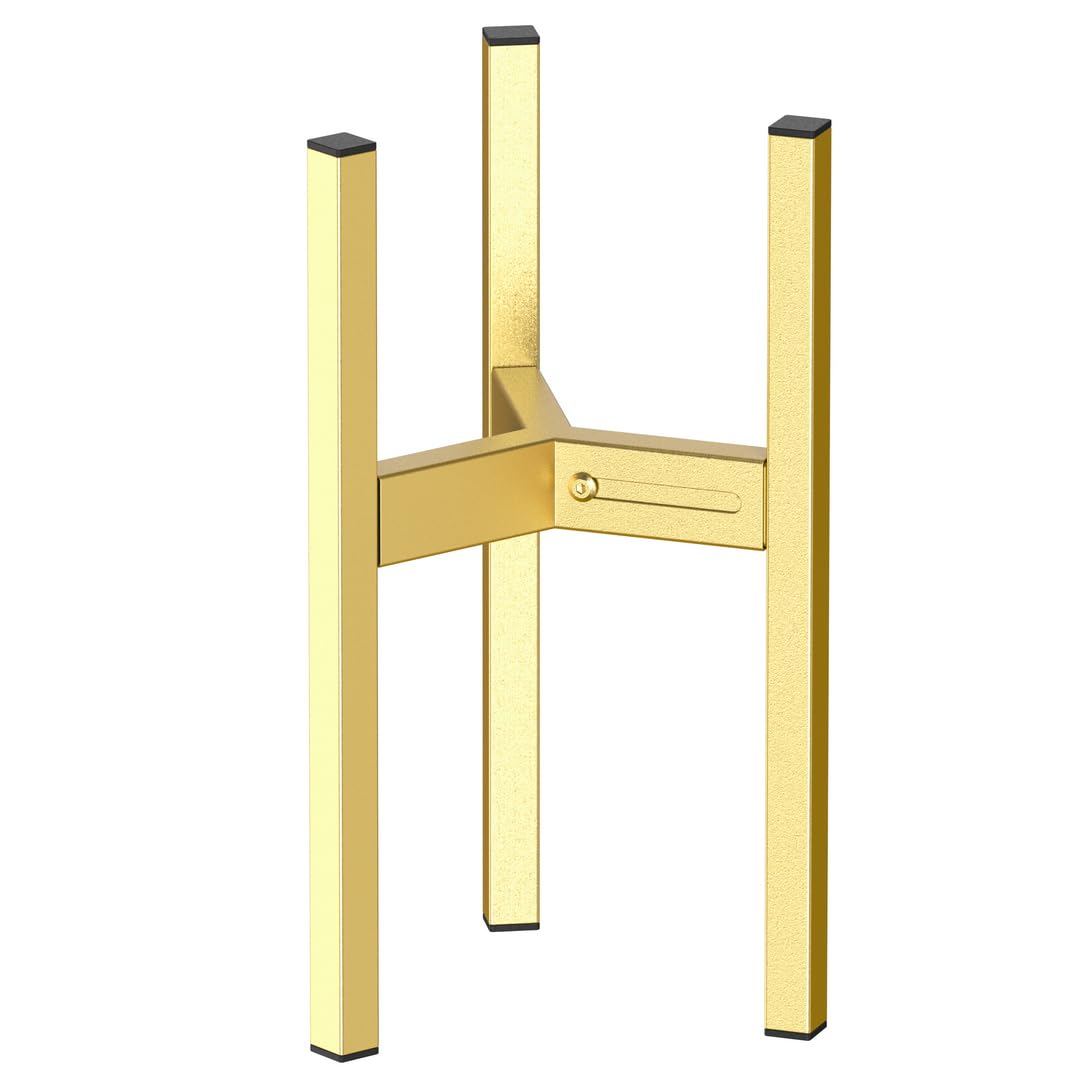 BSTMAI Metal Plant Stand, Adjustable Size Fits 10 12 13 14 15 16 Inches Large Planter Pot,Mid Century Expandable Plant Holder Indoor Outdoor Corner (HeavyGold-III, Fits all pots between 8" and 16")