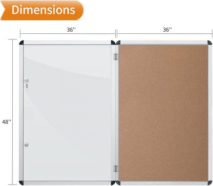 VIZ-PRO Tamperproof Lockable Cork Noticeboard Class 1 Aluminium Framed 48x36 Inches, Pack of 2
