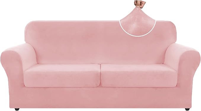 ZNSAYOTX Oversized Velvet 3 Piece Couch Cover