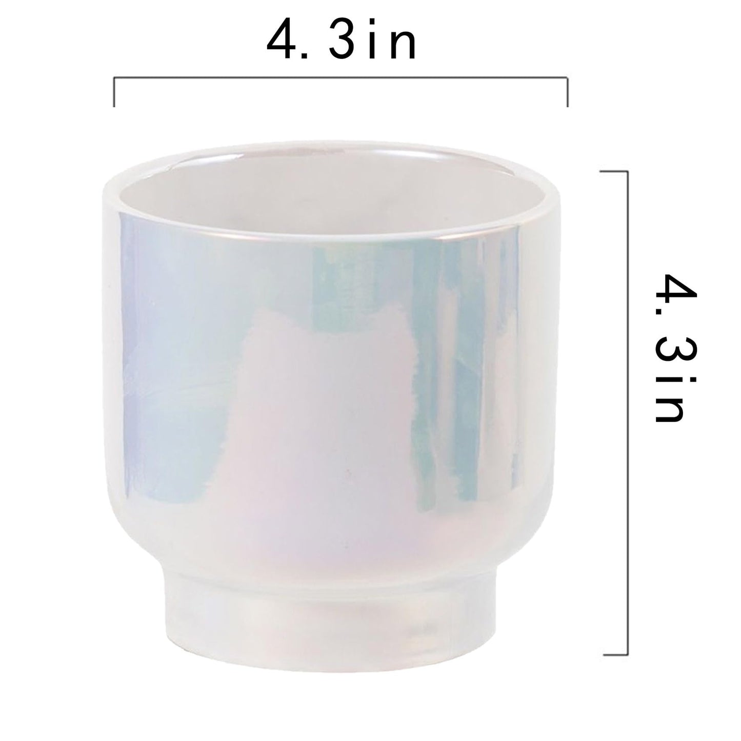 LB Blue White Ceramic Planters for Indoor Plants, Succulent Plant Pots Ceramic Plant Pot, Modern Flower Pots for Living Room Office Home Decor, Round Flower Pot of 4.3 Inch(Plant Not Included)