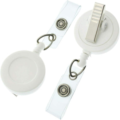 Bulk 25 Pack - Premium Retractable Badge Reels with Alligator Swivel Clip on Back by Specialist ID (White)